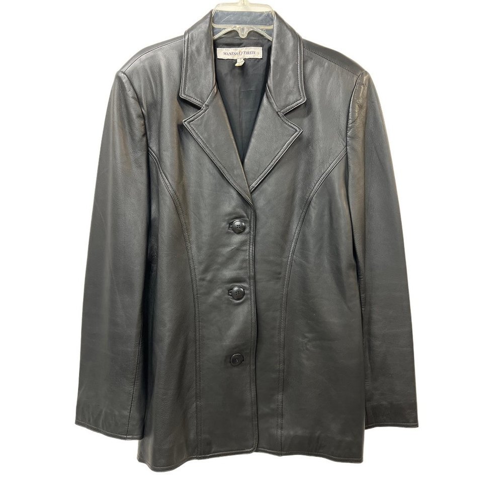 Wanessa Ftireis Black Blazer Vintage Long Soft Leather Jacket